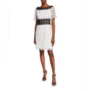 Shani Dress size 6 Women’s black and white lace Short Sleeve Colorblock Floral